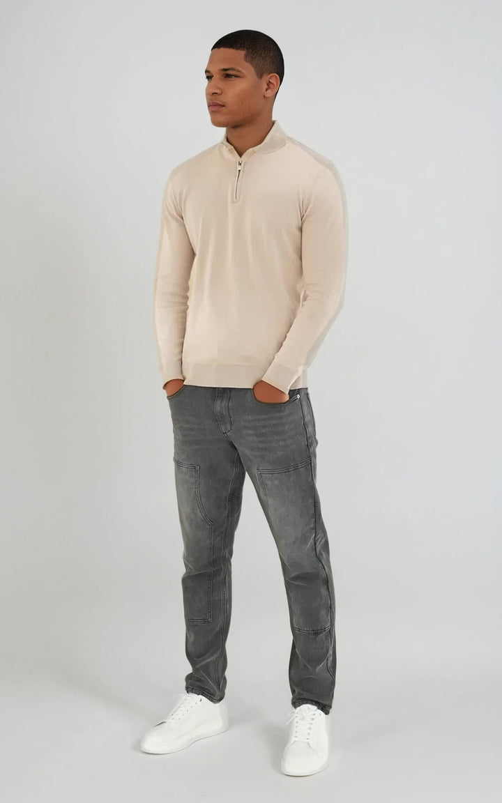 Men’s Egyptian Cotton Quarter Zip Knit Jumper - Burgundy
