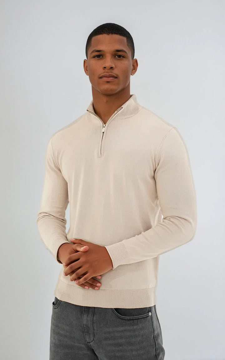 Men’s Egyptian Cotton Quarter Zip Knit Jumper - Charcoal
