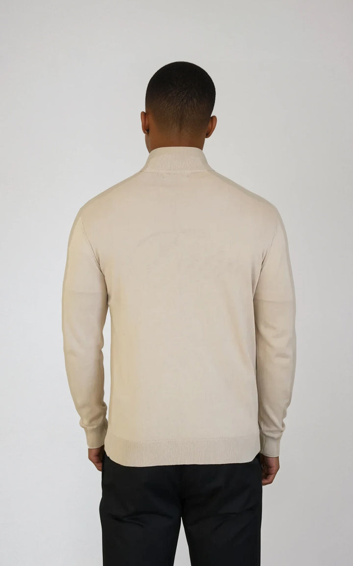 Men’s Egyptian Cotton Quarter Zip Knit Jumper - Burgundy
