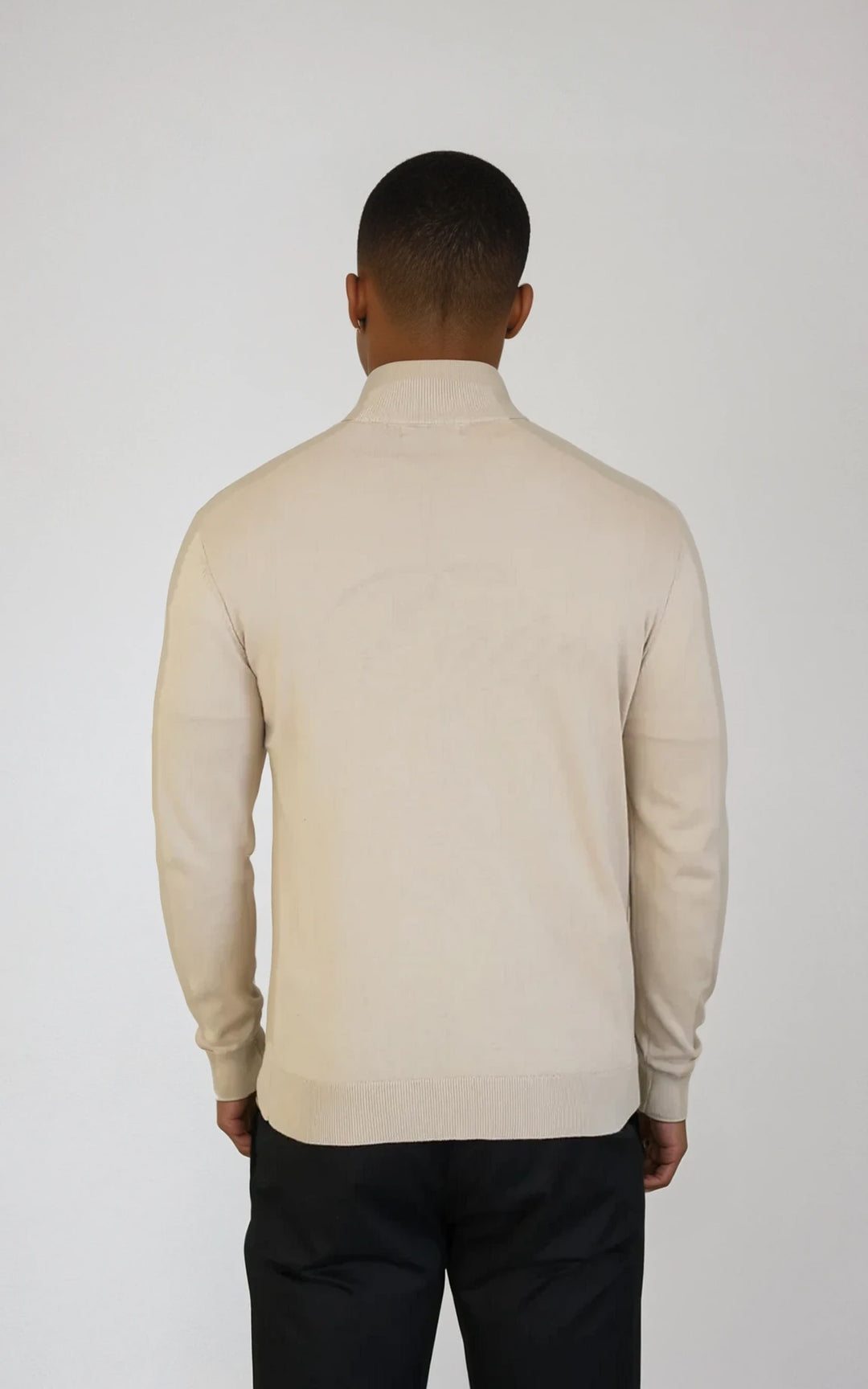Men’s Egyptian Cotton Quarter Zip Knit Jumper - Beige