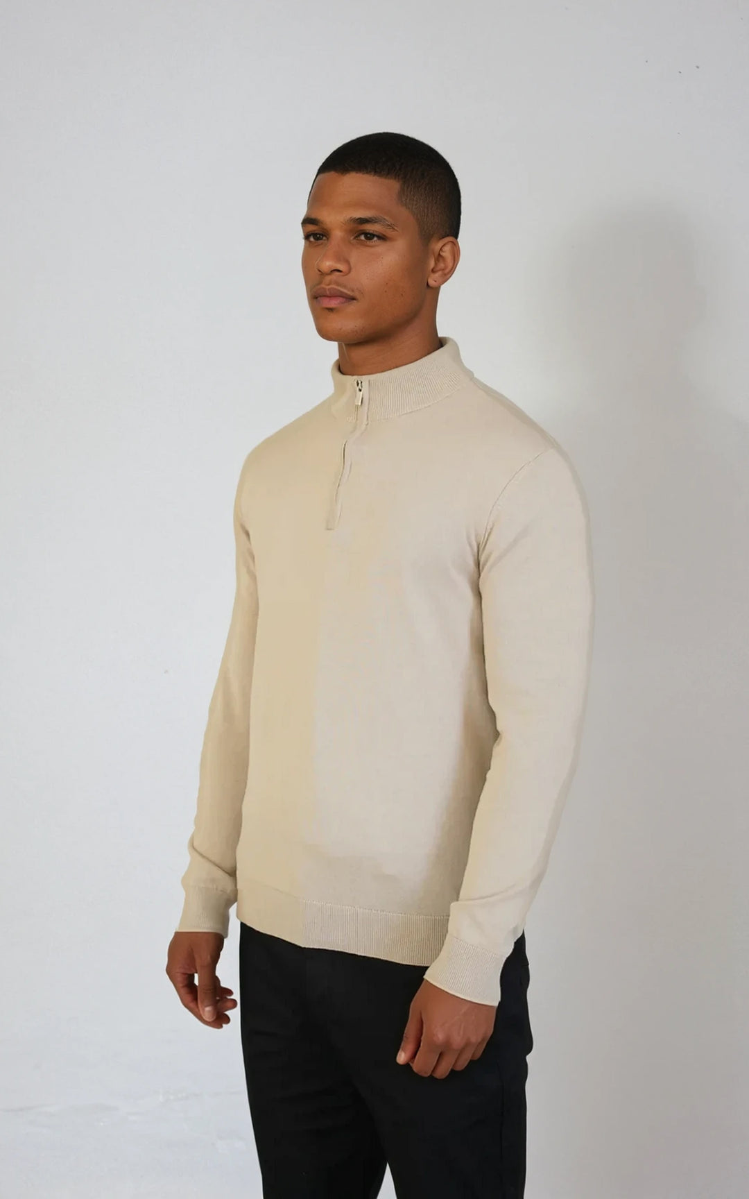 Men’s Egyptian Cotton Quarter Zip Knit Jumper - Burgundy