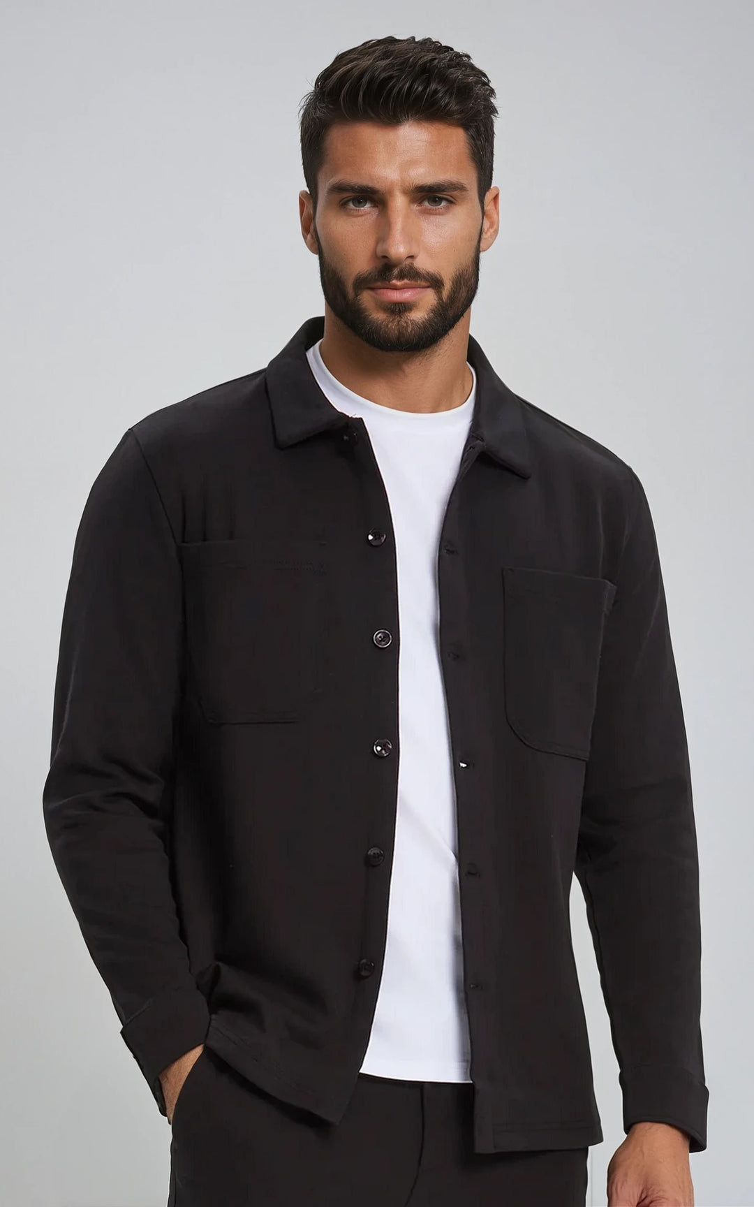 Men’s Stretch Cotton Athletic Overshirt - Charcoal