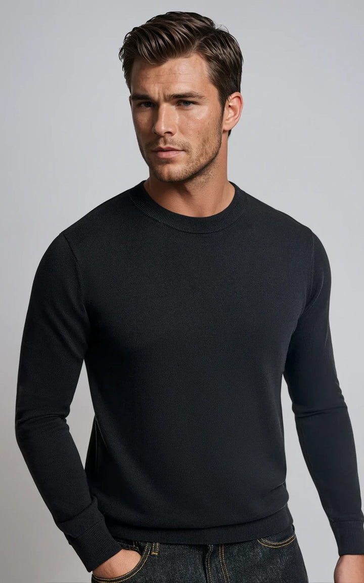 COMO men’s lightweight  knit sweater black premium smart casual