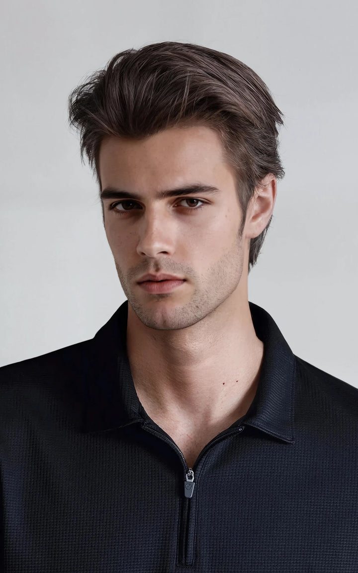 Men’s Performance Textured Zip-Neck Polo