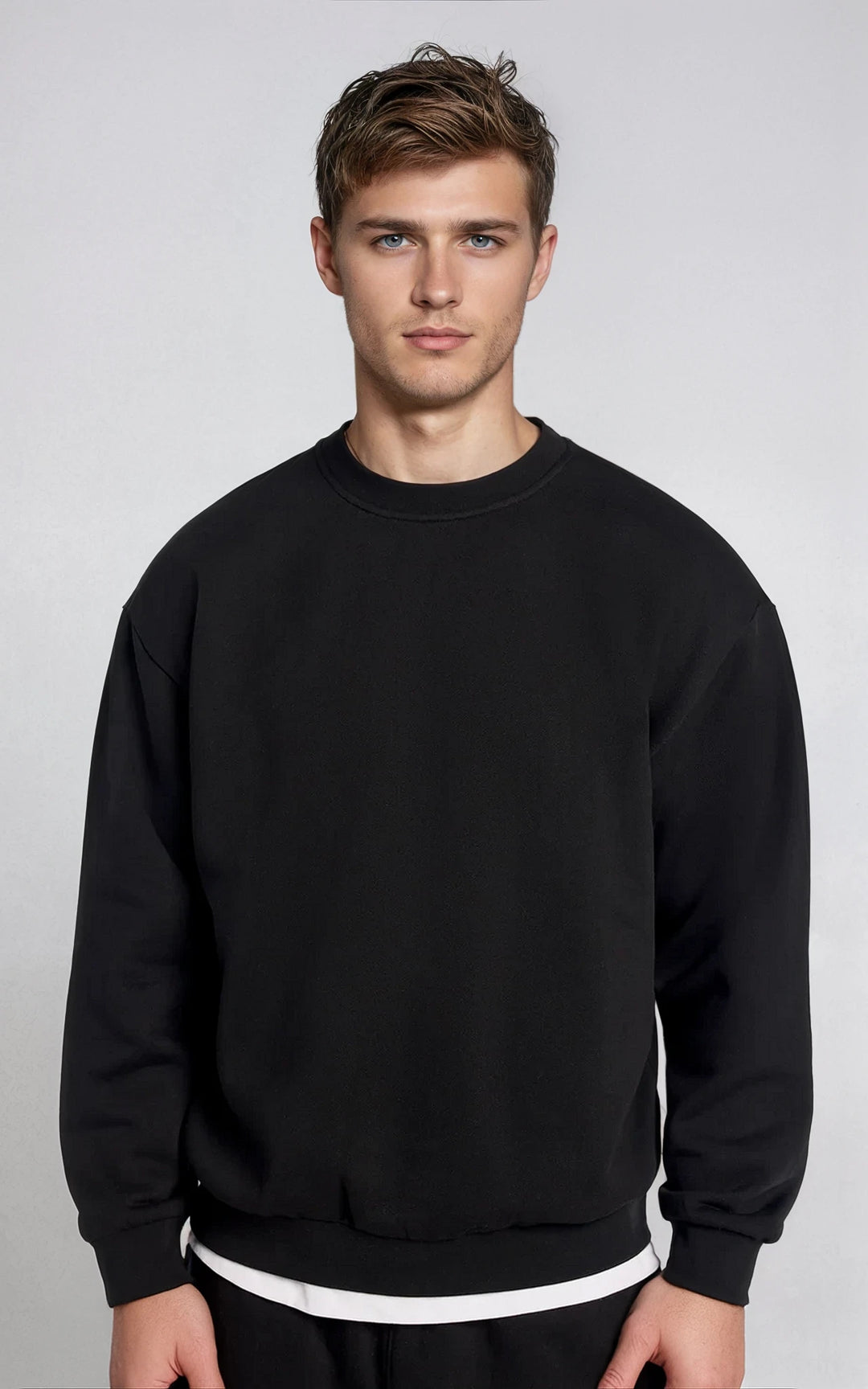 Men’s Fleece-Lined Crew Neck Sweatshirt - Stone