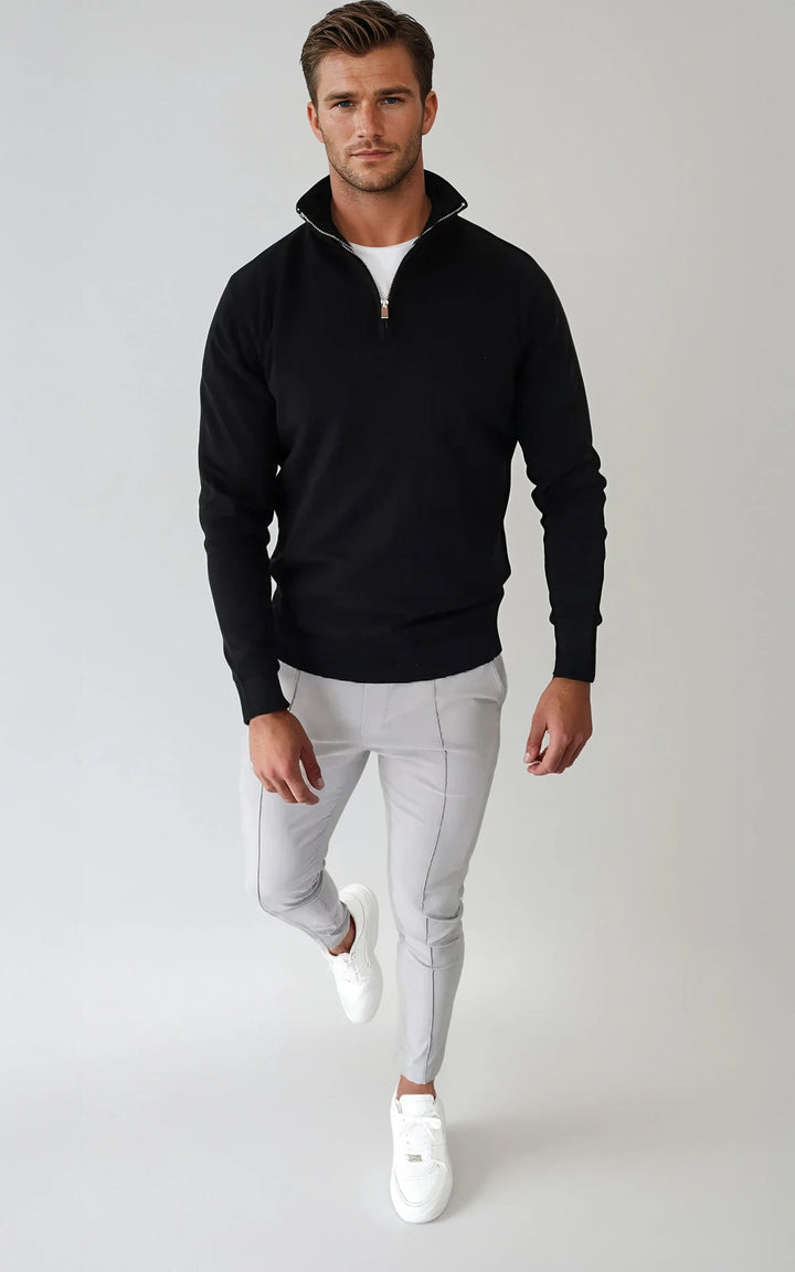 Men’s Egyptian Cotton Quarter Zip Knit Jumper - Navy