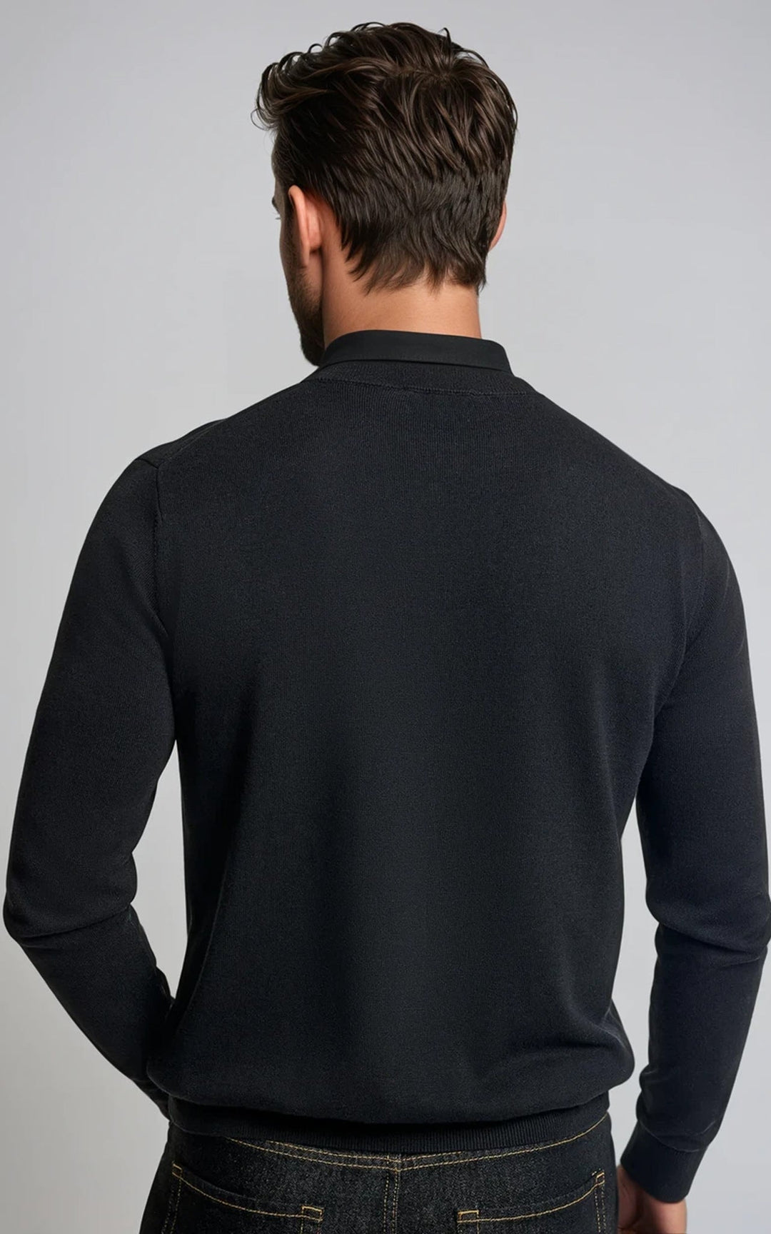 COMO men’s lightweight  knit sweater black premium smart casual