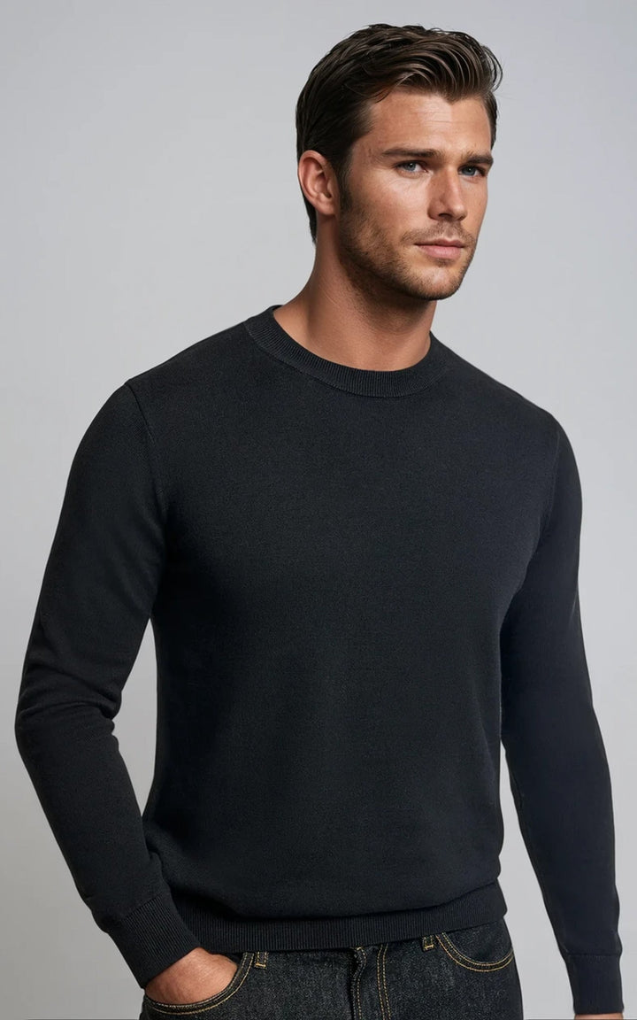 COMO men’s lightweight  knit sweater black premium smart casual