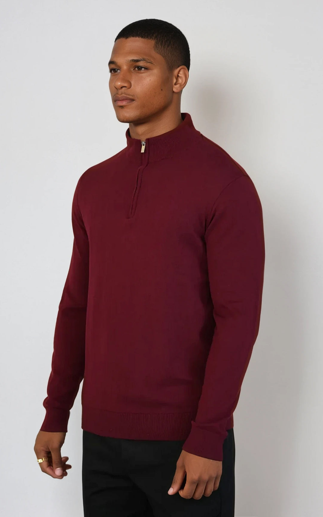 Men’s Egyptian Cotton Quarter Zip Knit Jumper - Charcoal