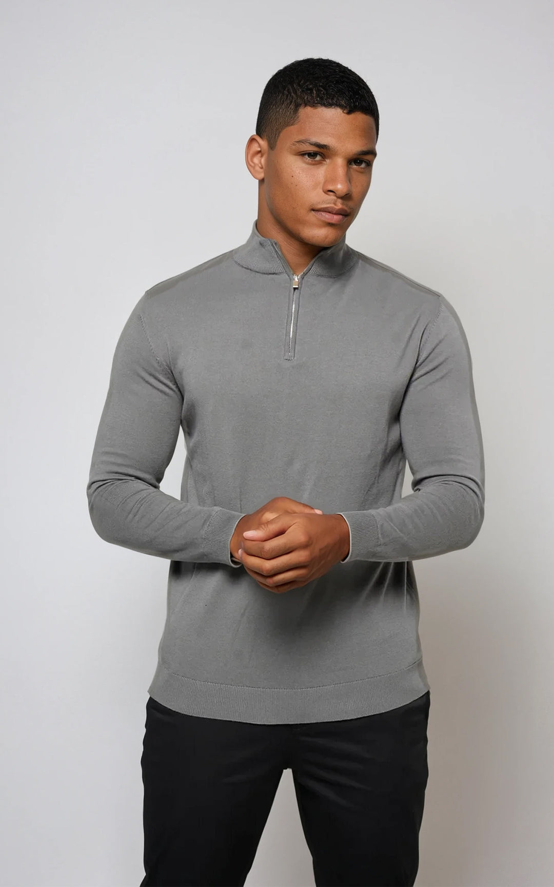 Men’s Egyptian Cotton Quarter Zip Knit Jumper - Beige