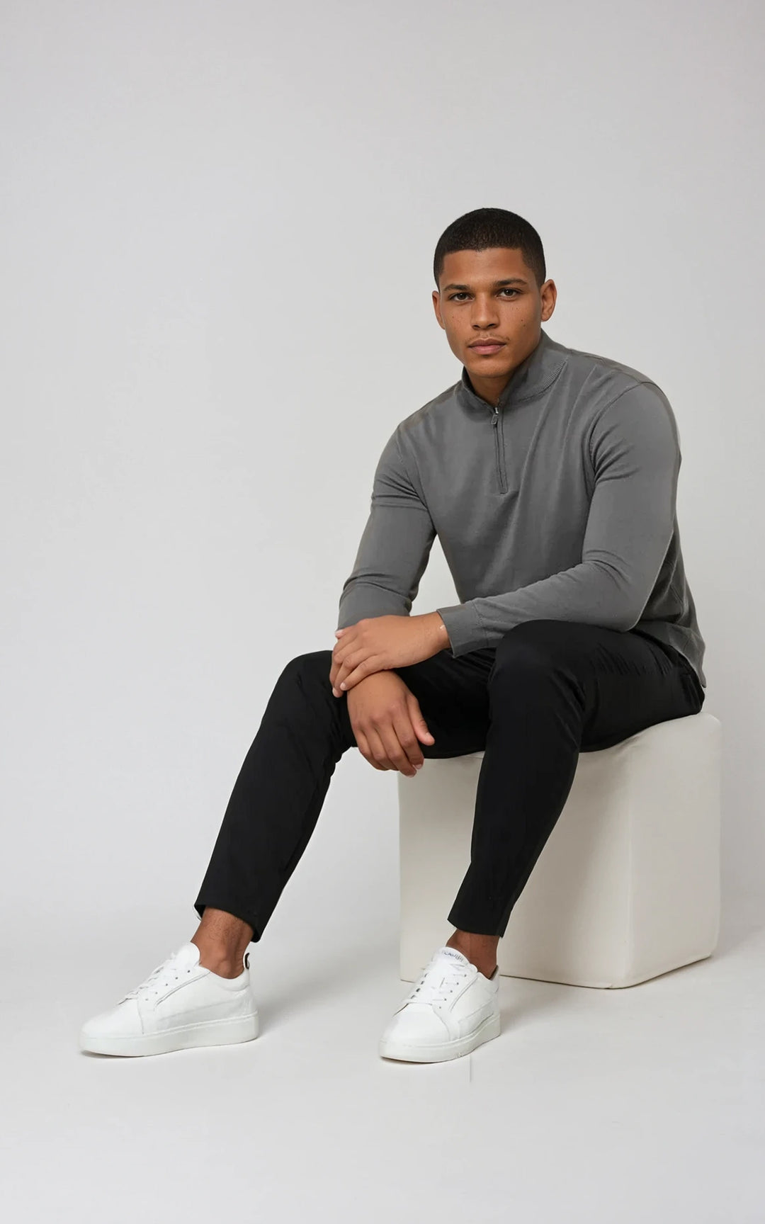 Men’s Egyptian Cotton Quarter Zip Knit Jumper - Burgundy