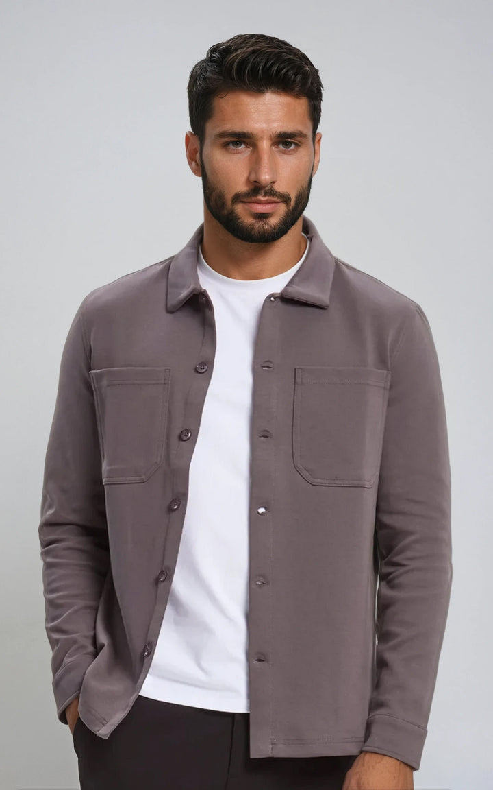 Men’s Stretch Cotton Athletic Overshirt - Grey