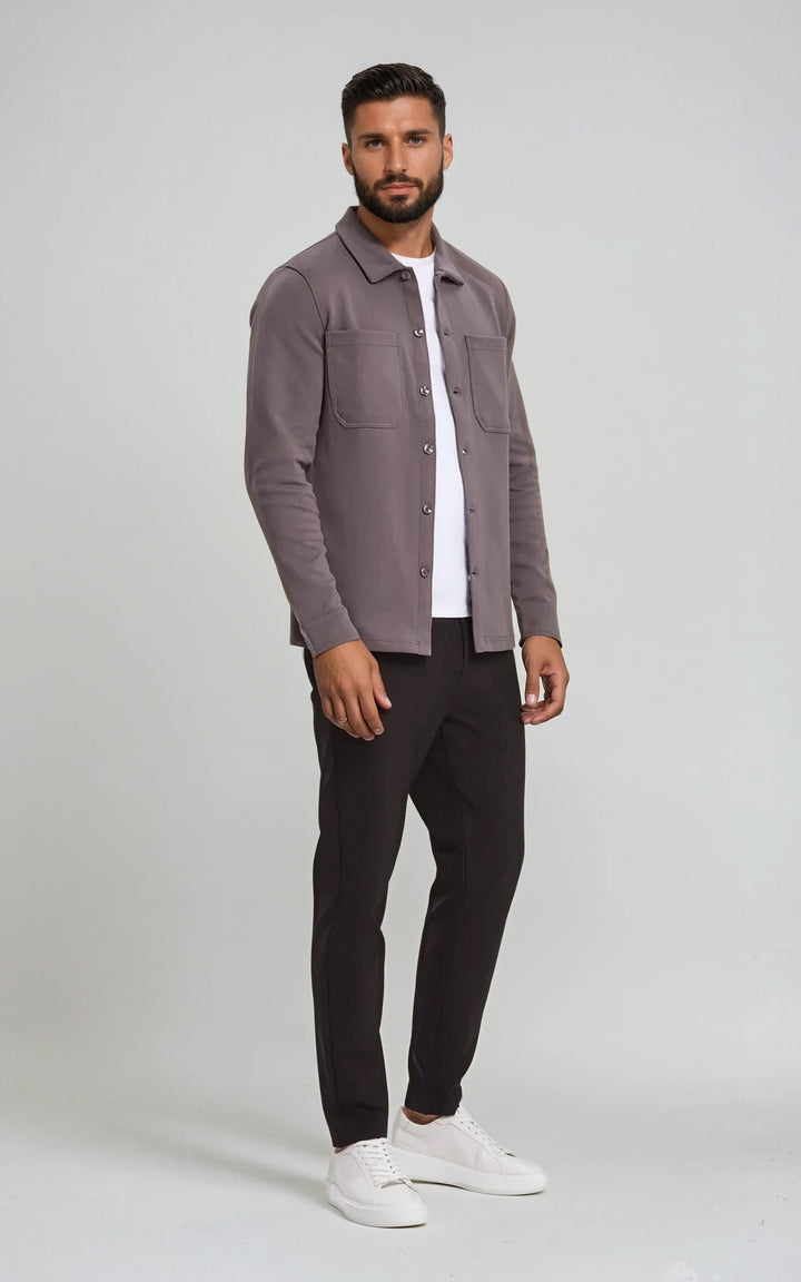 Men’s Stretch Cotton Athletic Overshirt - Grey