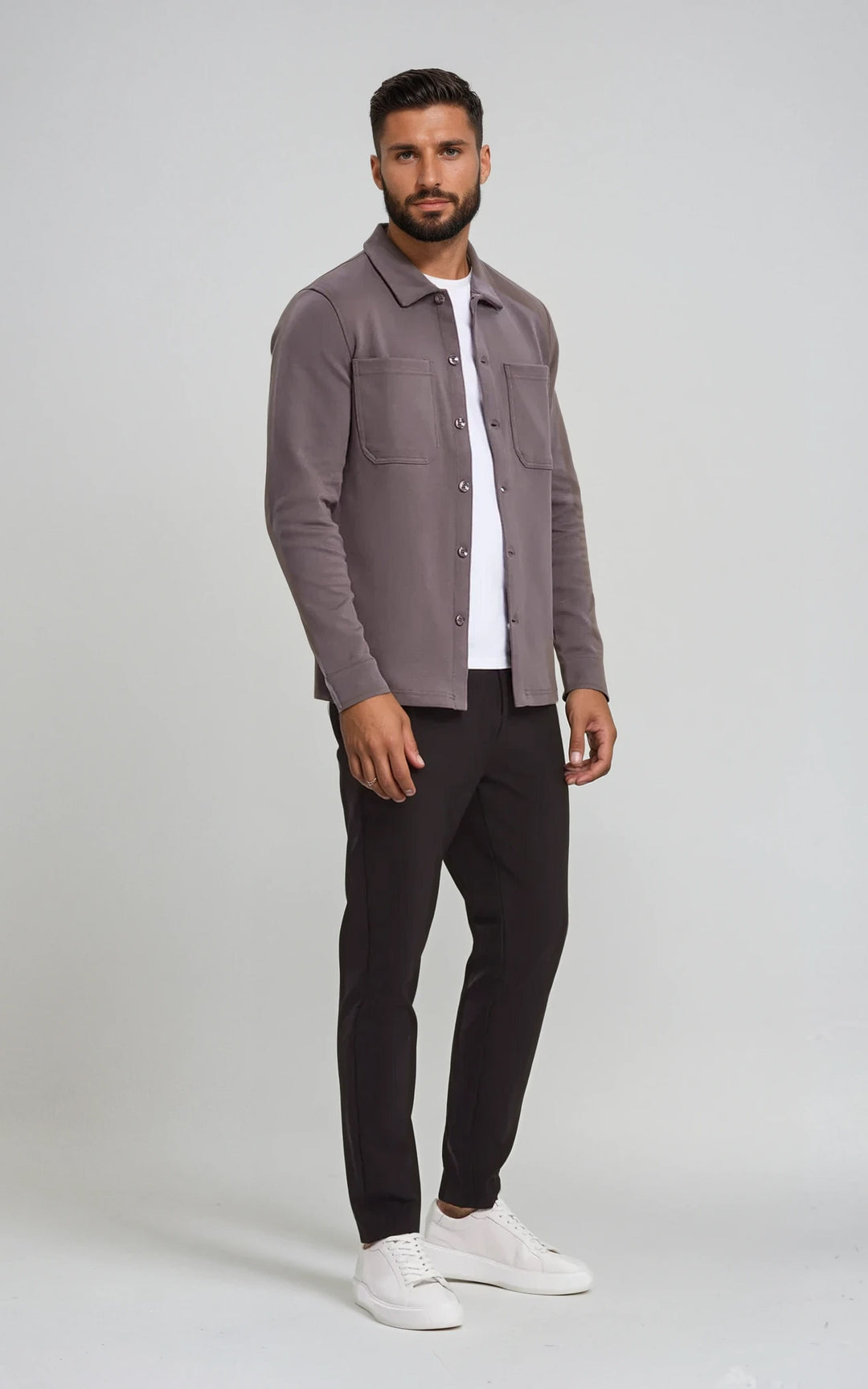 Men’s Stretch Cotton Athletic Overshirt - Grey