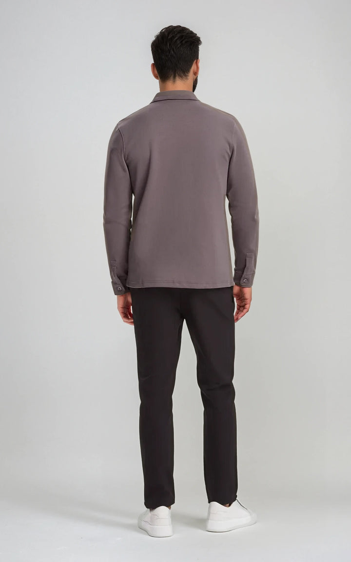 Men’s Stretch Cotton Athletic Overshirt - Grey