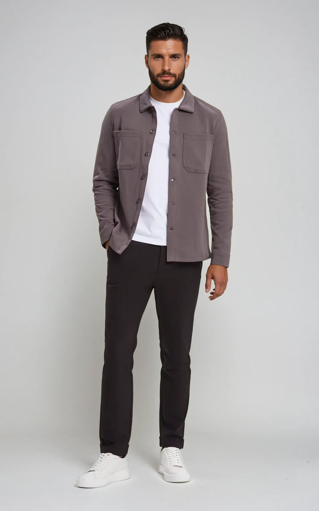 Men’s Stretch Cotton Athletic Overshirt - Charcoal