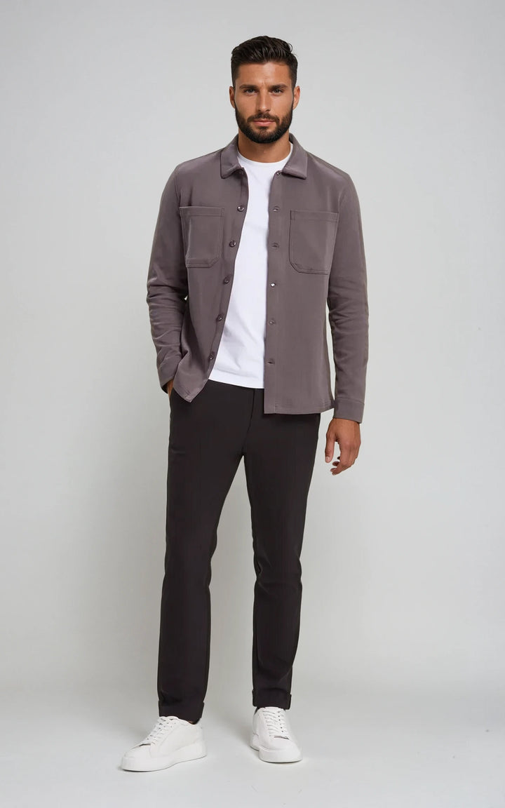 Men’s Stretch Cotton Athletic Overshirt - Black