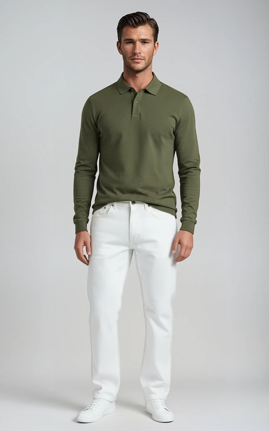 Men’s Mercerised Cotton Long-Sleeve Jersey Polo