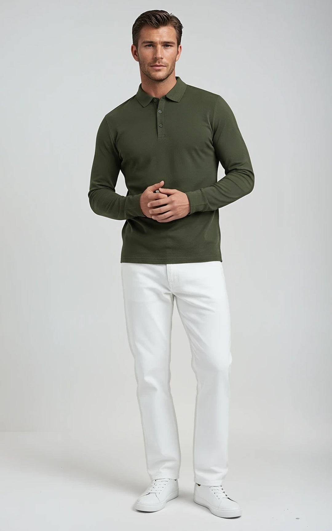 Men’s Mercerised Cotton Long-Sleeve Jersey Polo