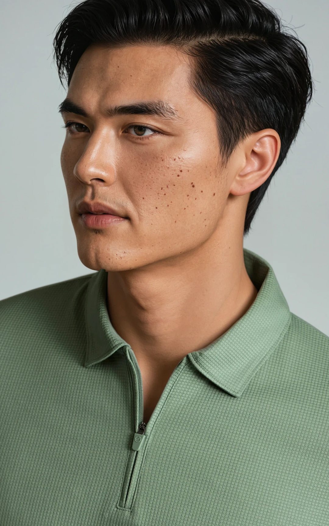 Men’s Performance Textured Zip-Neck Polo - Navy