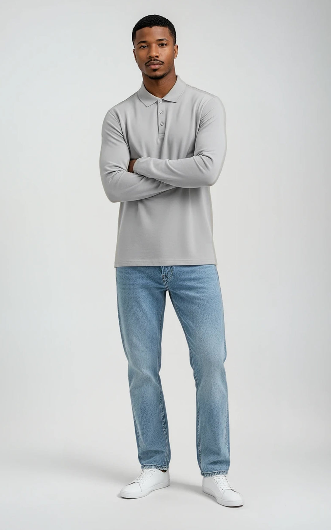 Men’s Mercerised Cotton Long-Sleeve Jersey Polo