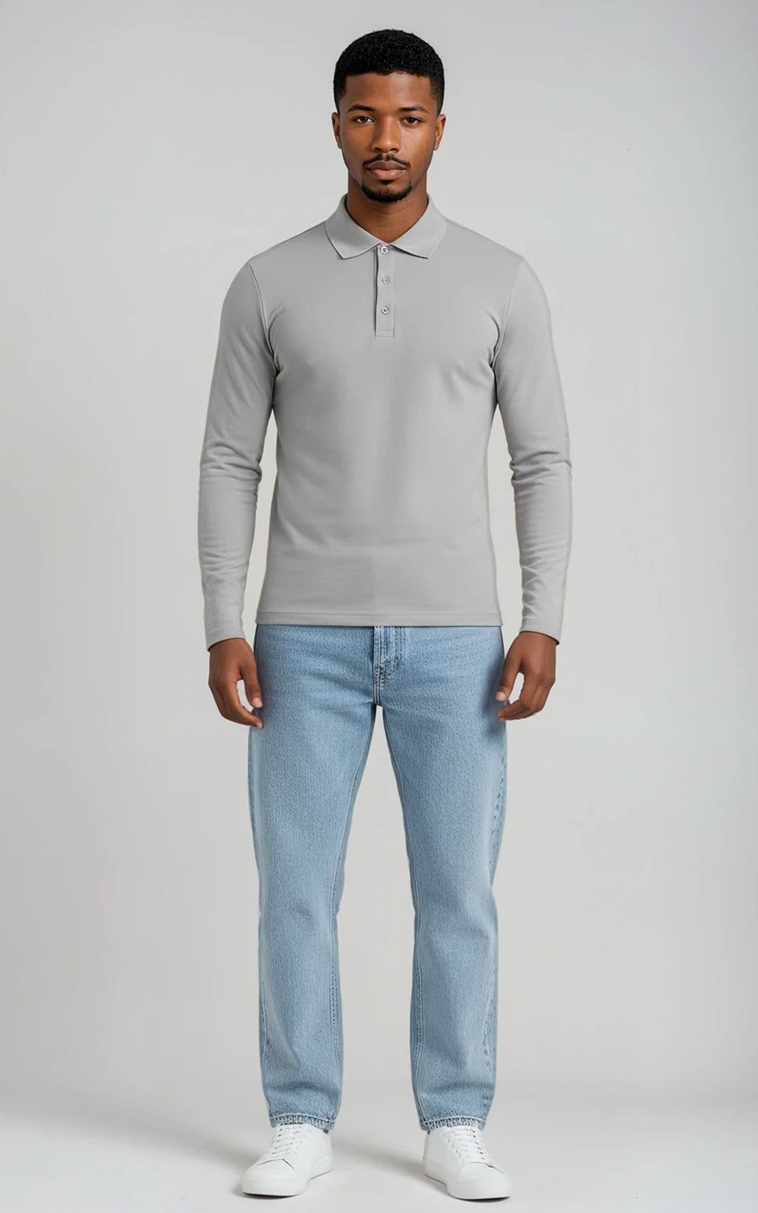 Men’s Mercerised Cotton Long-Sleeve Jersey Polo