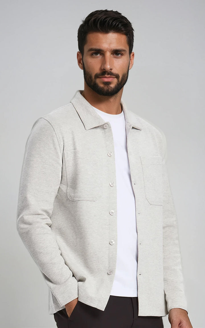 Men’s Stretch Cotton Athletic Overshirt - Grey
