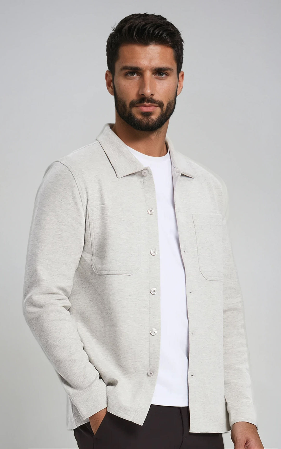 Men’s Stretch Cotton Athletic Overshirt - Charcoal