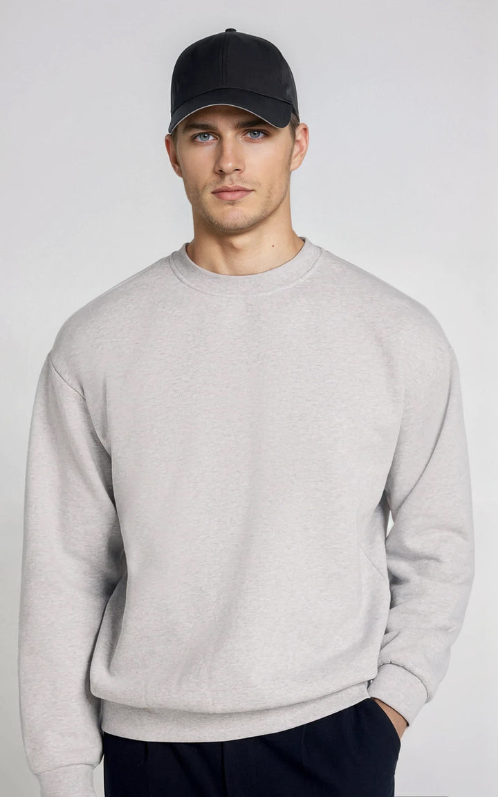 Men’s Fleece-Lined Crew Neck Sweatshirt - Black