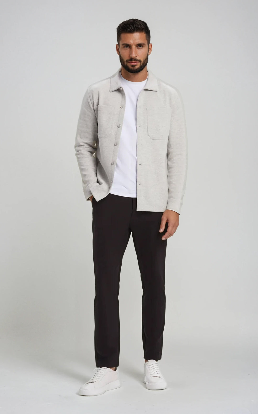 Men’s Stretch Cotton Athletic Overshirt - Grey