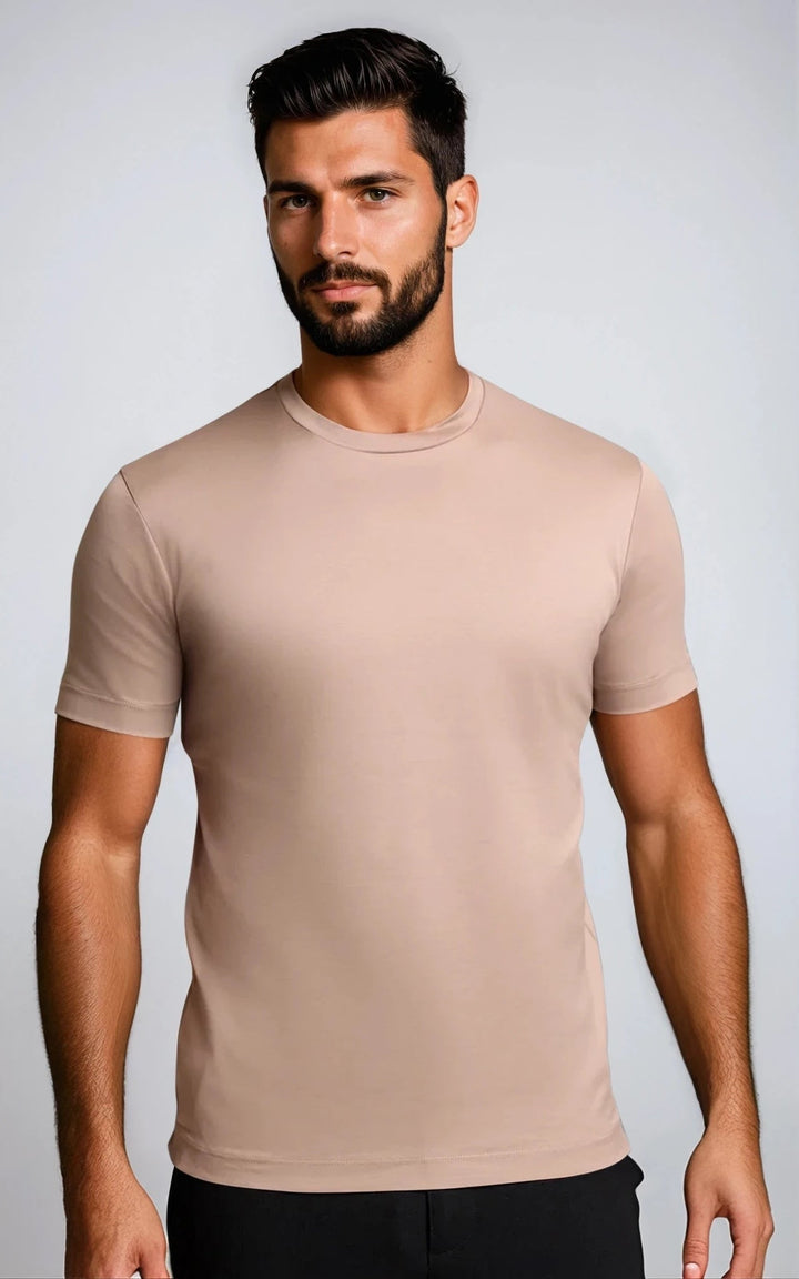 COMO men’s slim fit heavyweight t shirt mocha premium everyday basic