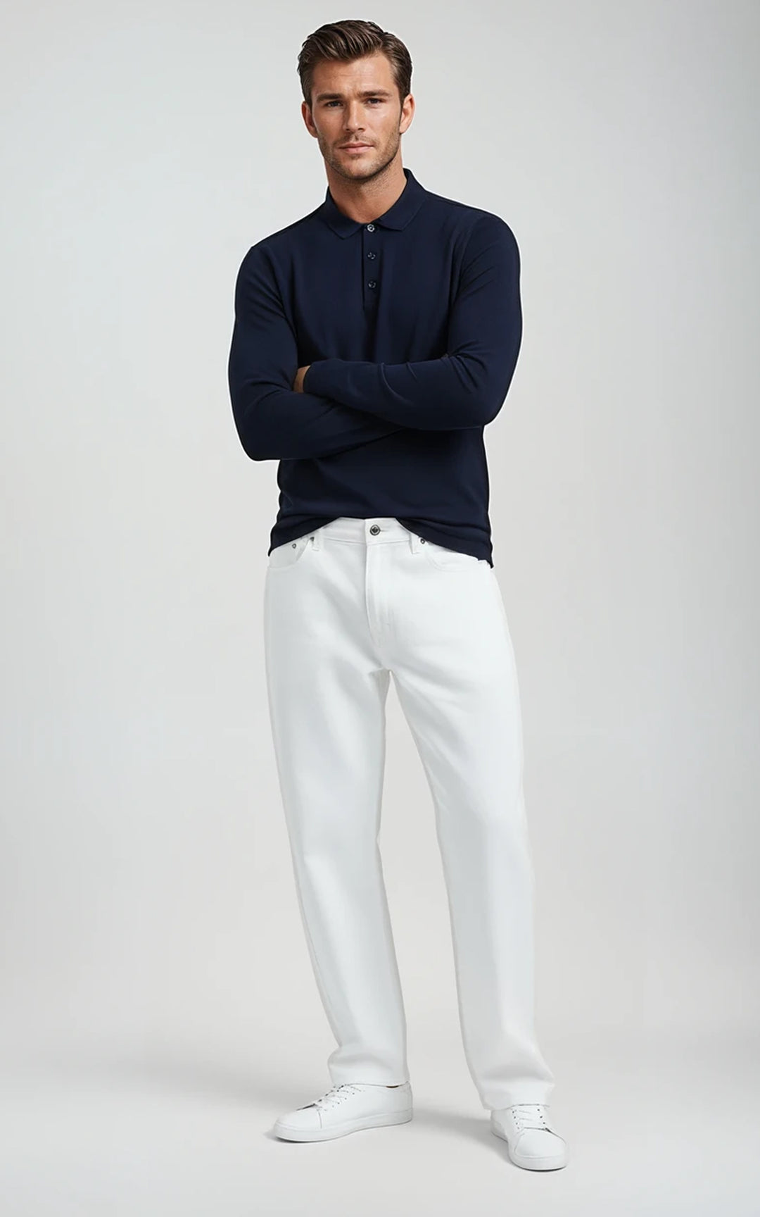 Men’s Mercerised Cotton Long-Sleeve Jersey Polo