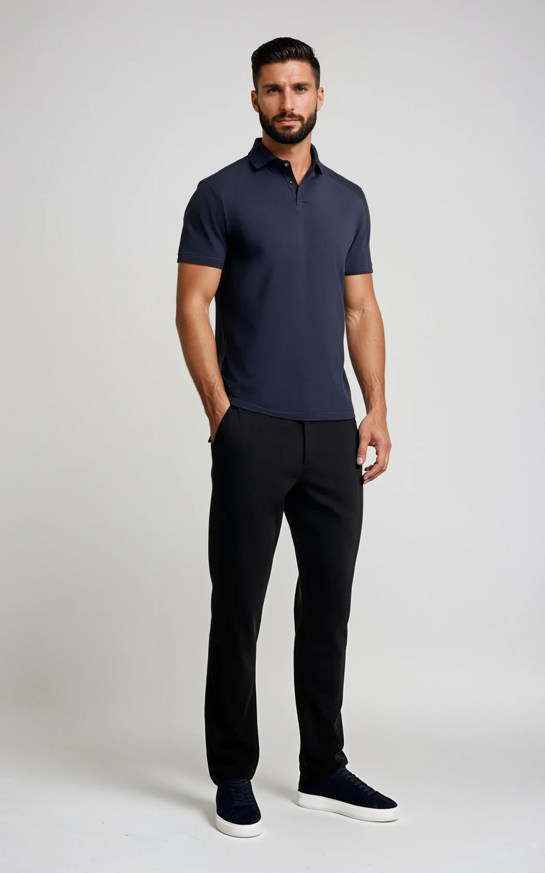 Men’s Classic Cotton Short Sleeve Polo T-Shirt -Black