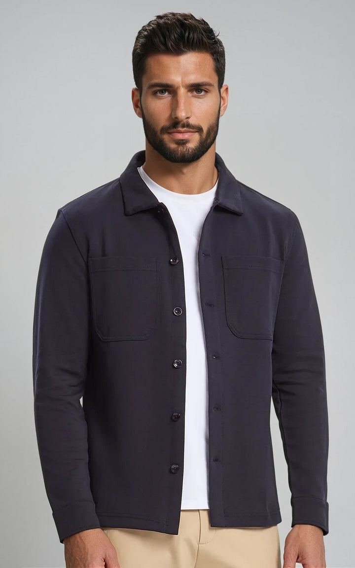Men’s Stretch Cotton Athletic Overshirt - Grey