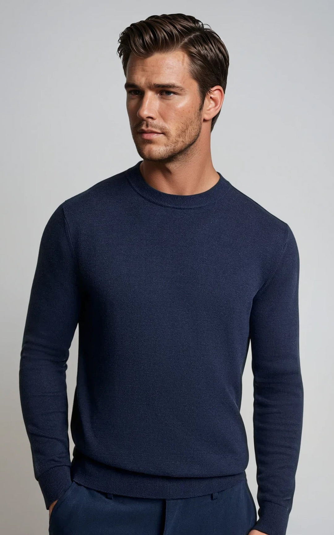 COMO men’s lightweight  knit sweater navy premium smart casual