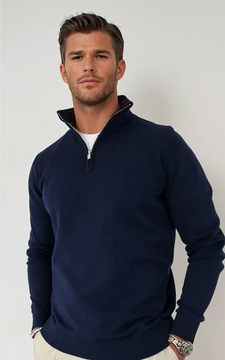 Men’s Egyptian Cotton Quarter Zip Knit Jumper - Charcoal