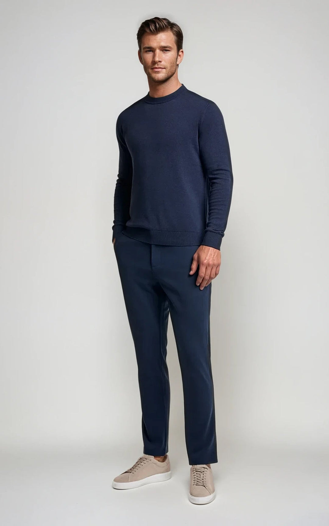 COMO men’s lightweight  knit sweater navy premium smart casual