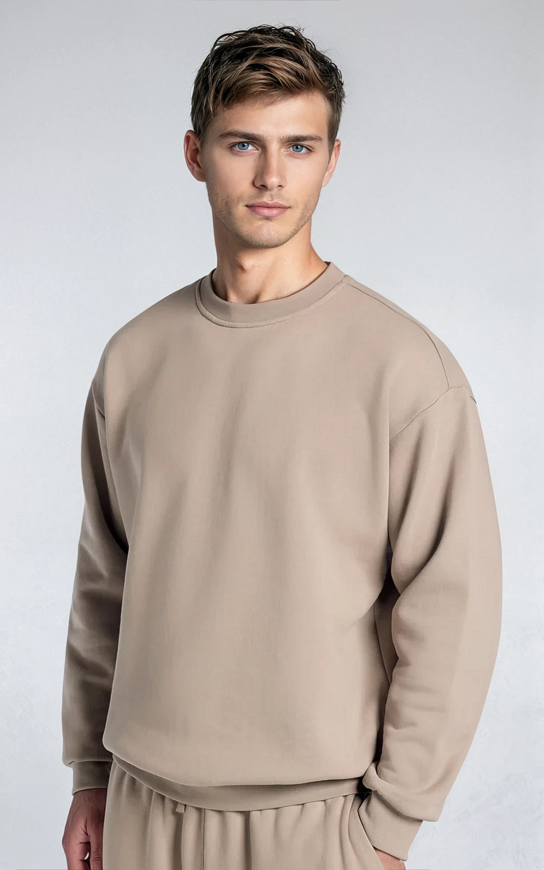 Men’s Fleece-Lined Crew Neck Sweatshirt - Grey