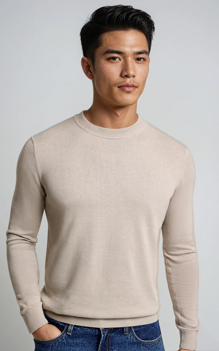 COMO men’s lightweight  knit sweater stone premium smart casual