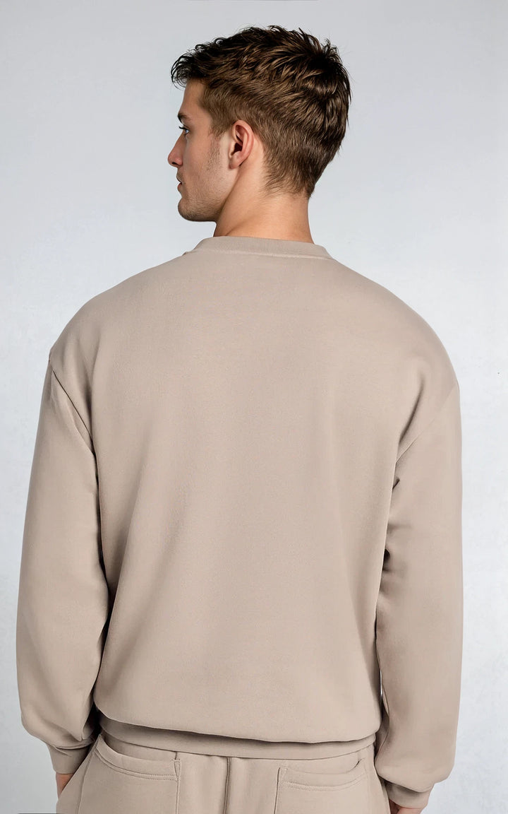 Men’s Fleece-Lined Crew Neck Sweatshirt - Stone