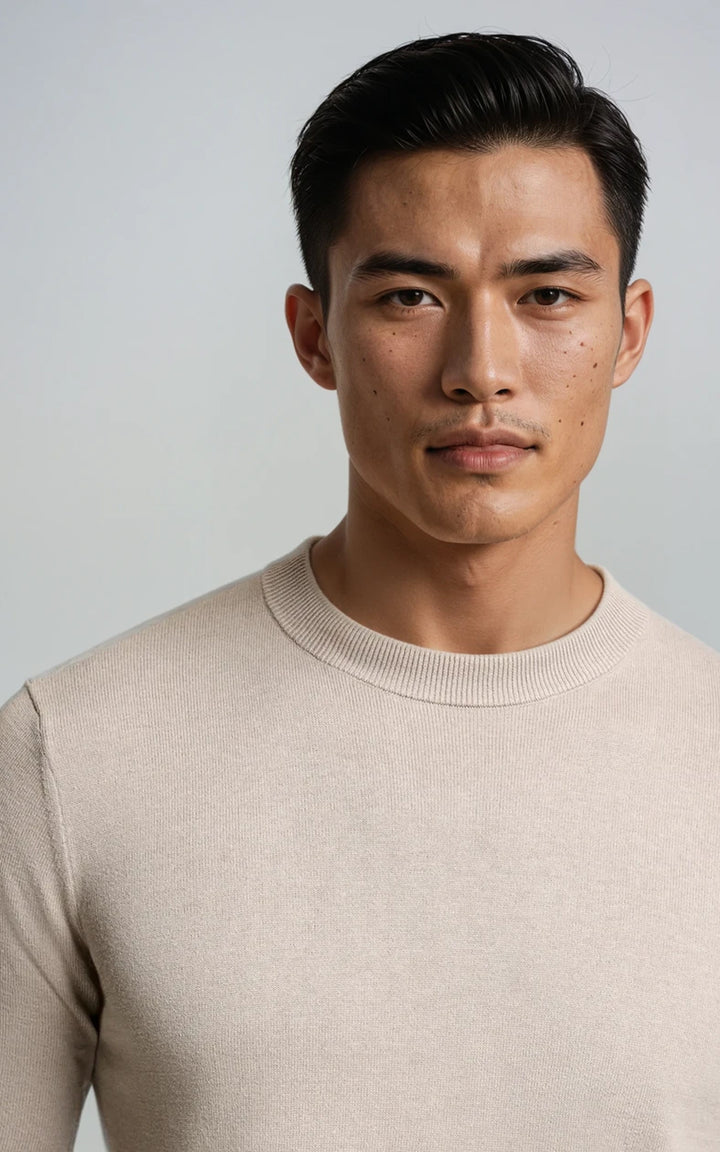 COMO men’s lightweight  knit sweater stone premium smart casual