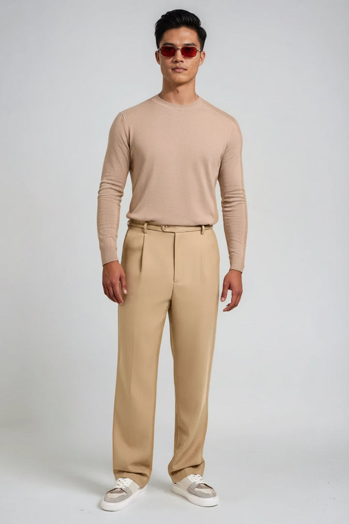 COMO men’s lightweight  knit sweater beige premium smart casual
