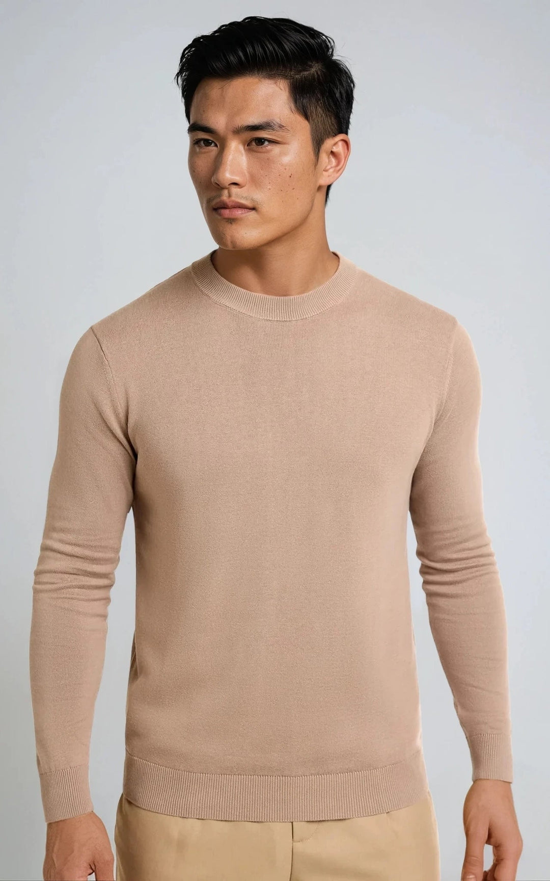 COMO men’s lightweight  knit sweater beige premium smart casual
