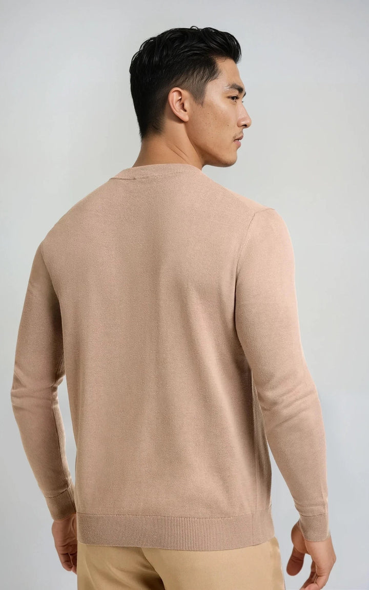 COMO men’s lightweight  knit sweater beige premium smart casual