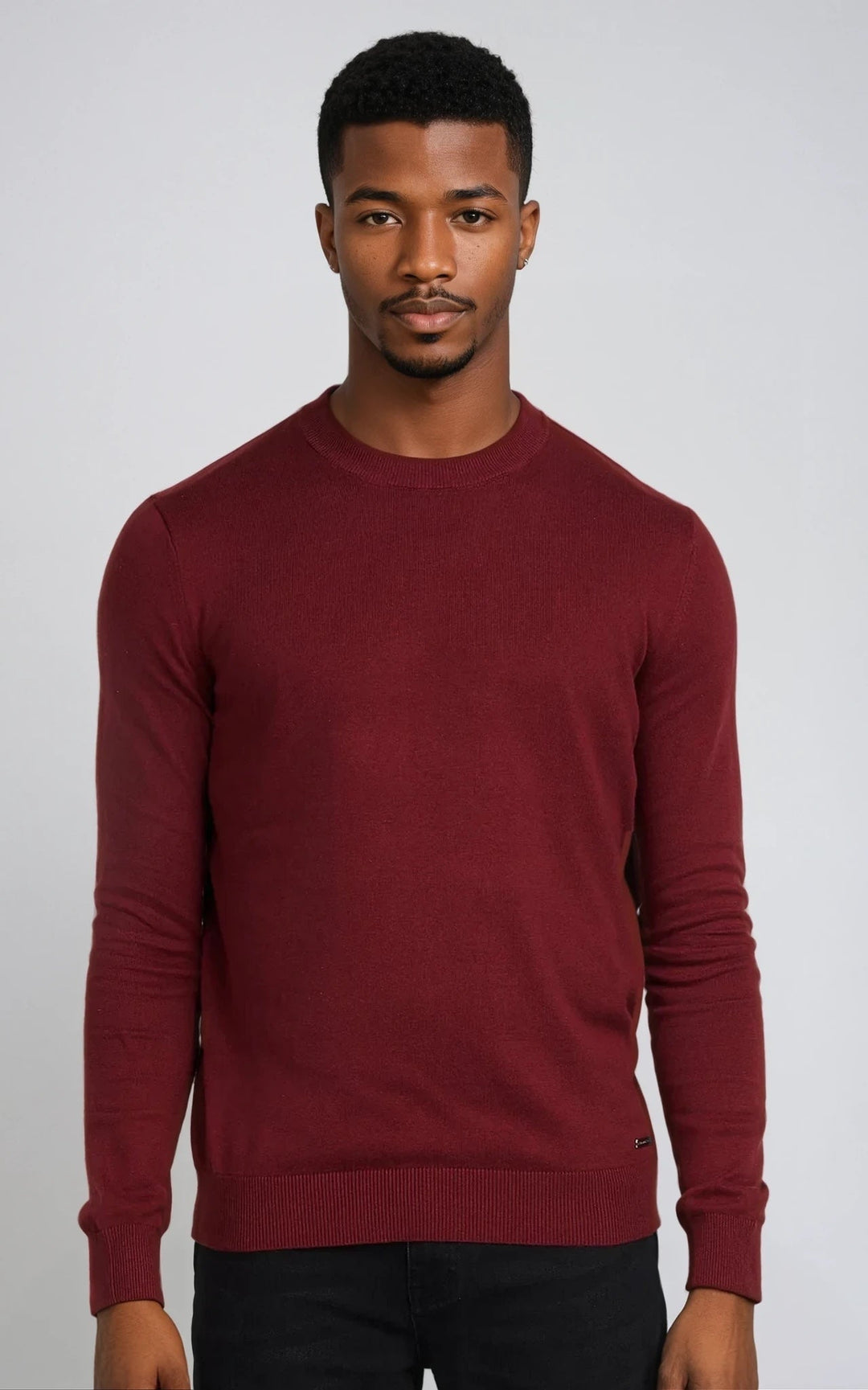 COMO men’s lightweight  knit sweater burgundy premium smart casual