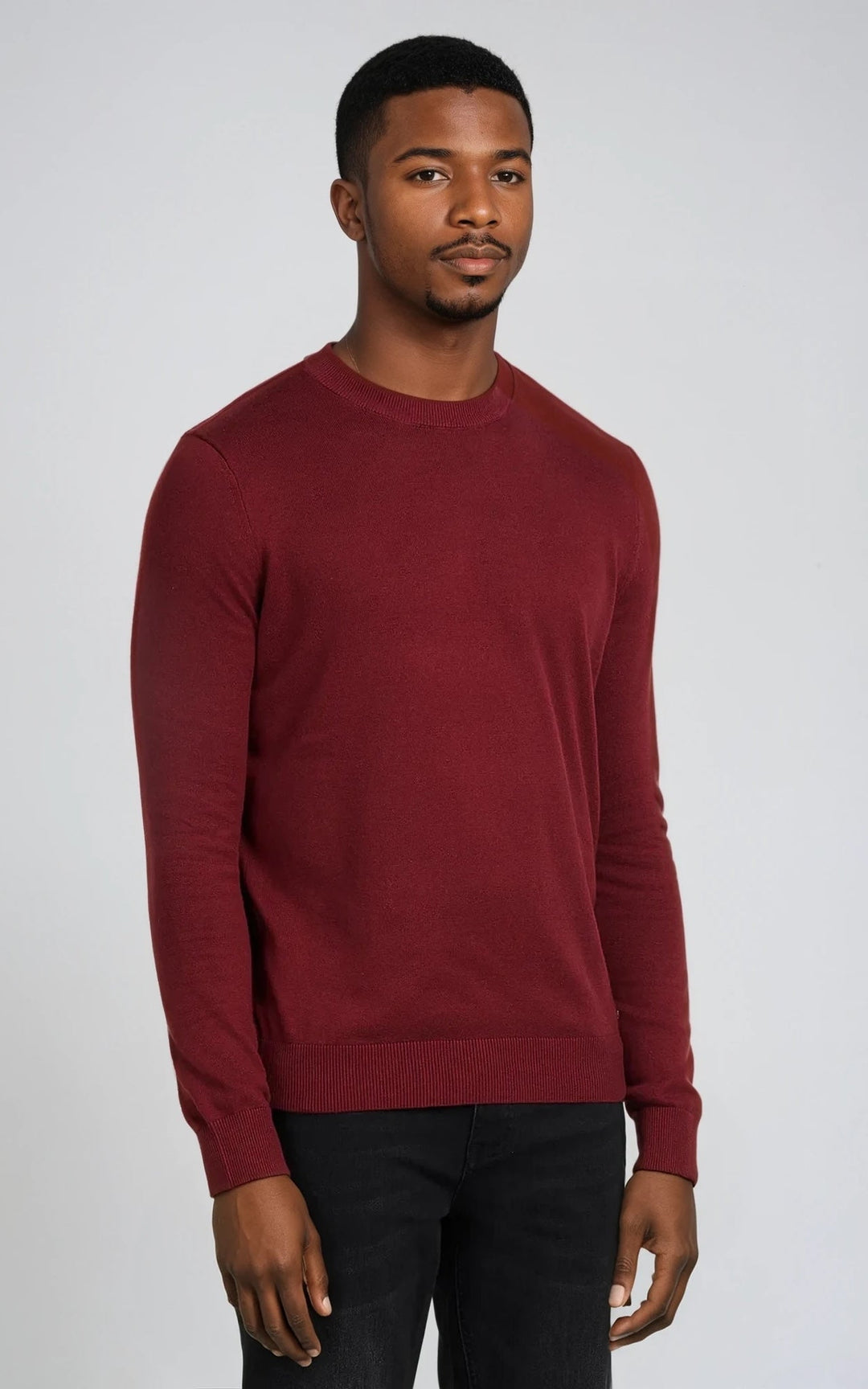 COMO men’s lightweight  knit sweater burgundy premium smart casual