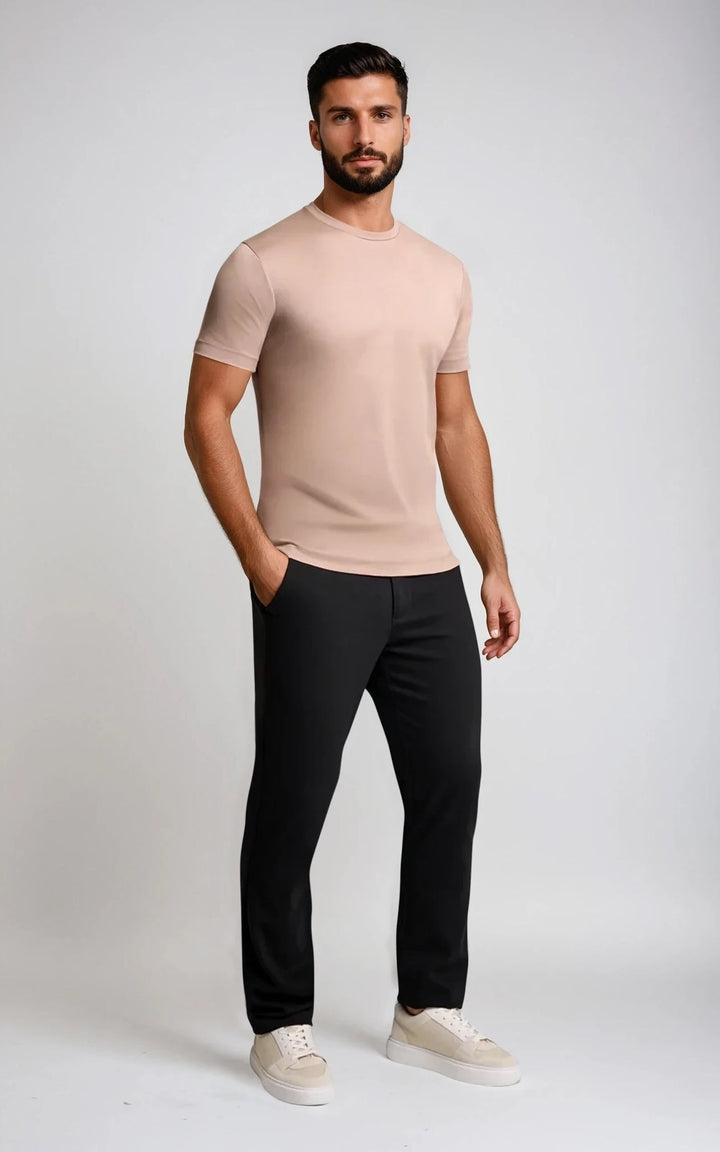 COMO men’s slim fit heavyweight t shirt mocha premium everyday basic