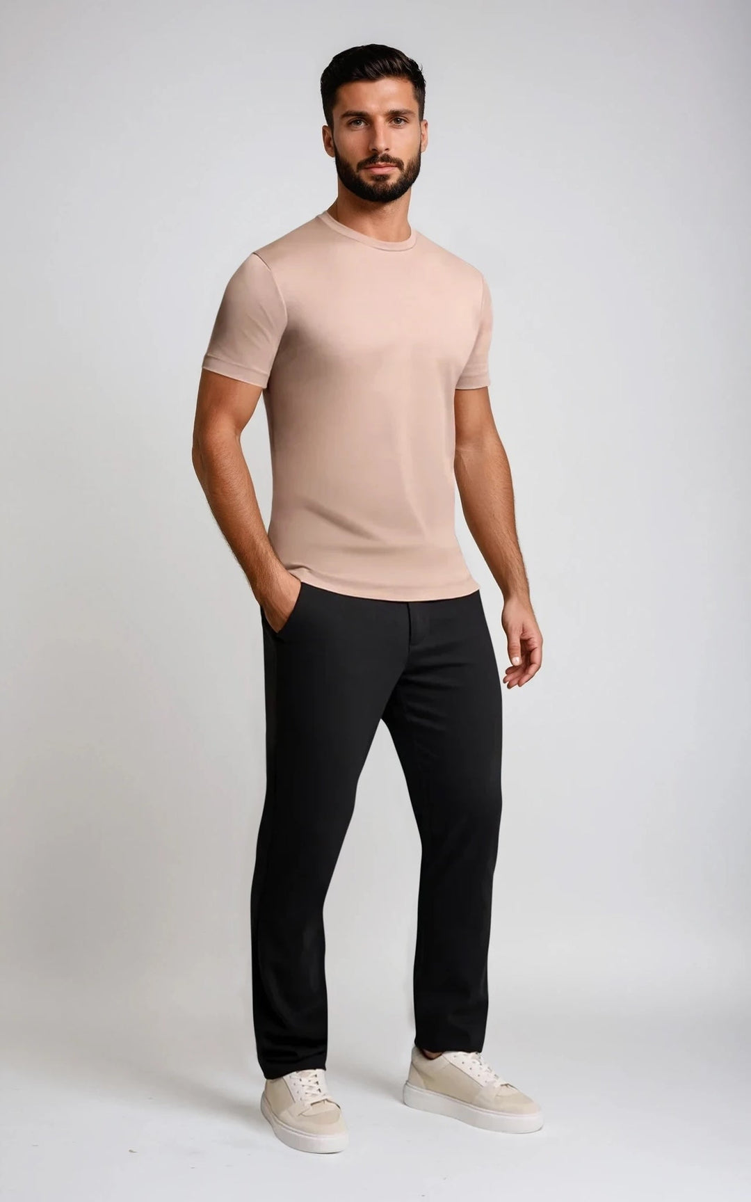 COMO men’s slim fit heavyweight t shirt mocha premium everyday basic