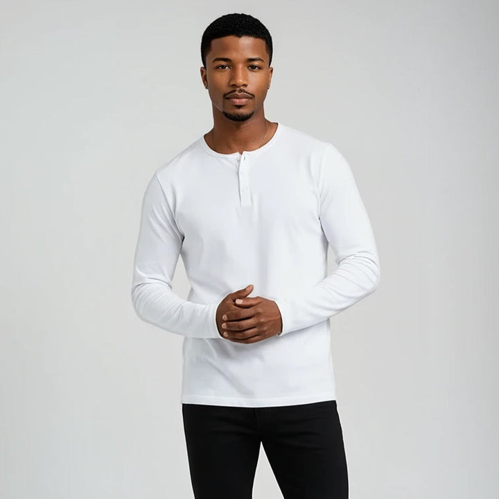 Men’s Long Sleeve Henley Top - Grey