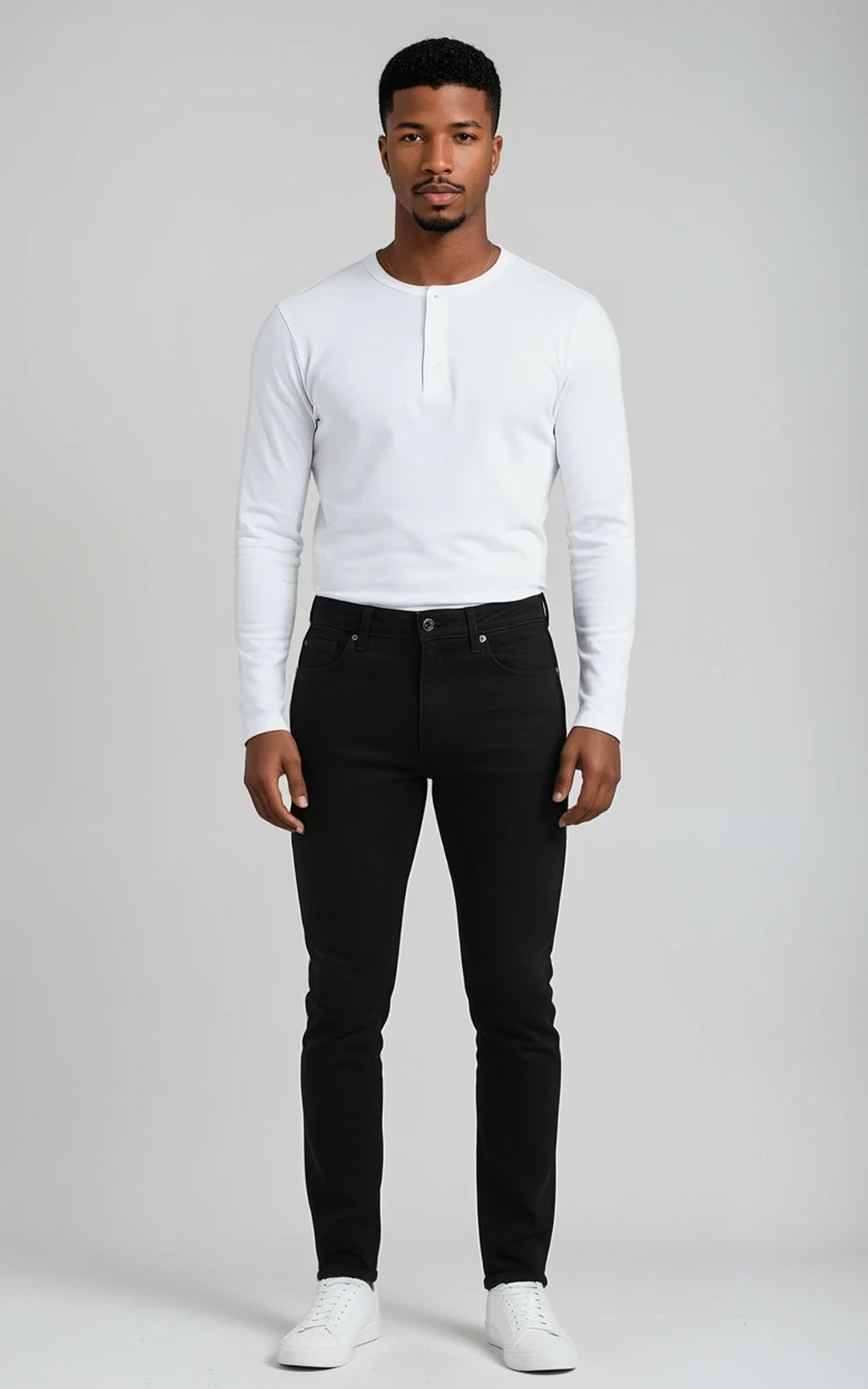 Men’s Long Sleeve Henley Top - Grey